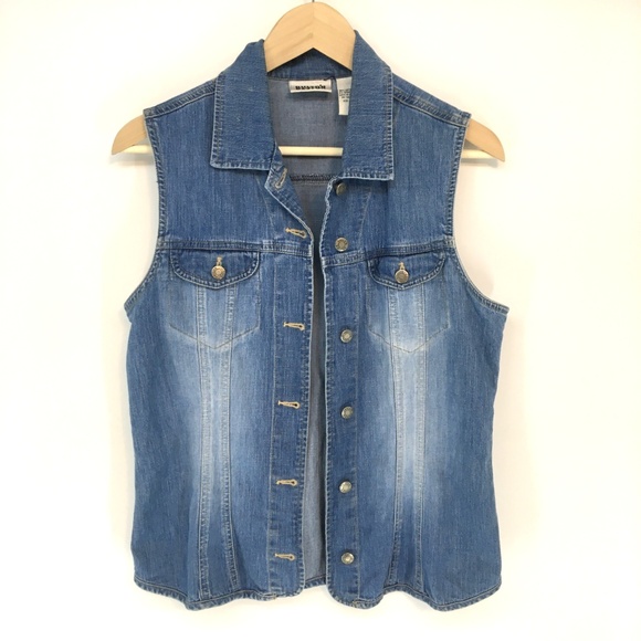 Vintage Chicos Denim Button Front Vest - Picture 1 of 8